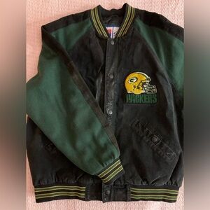 VINTAGE 90’s Packers Football Varsity Leather Jacket